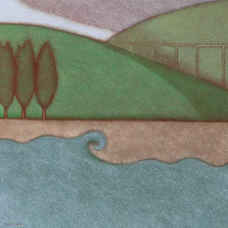Armando Orfeo, 'L'oracolo del mare', acrilico e olio su tela, cm 60 x 60