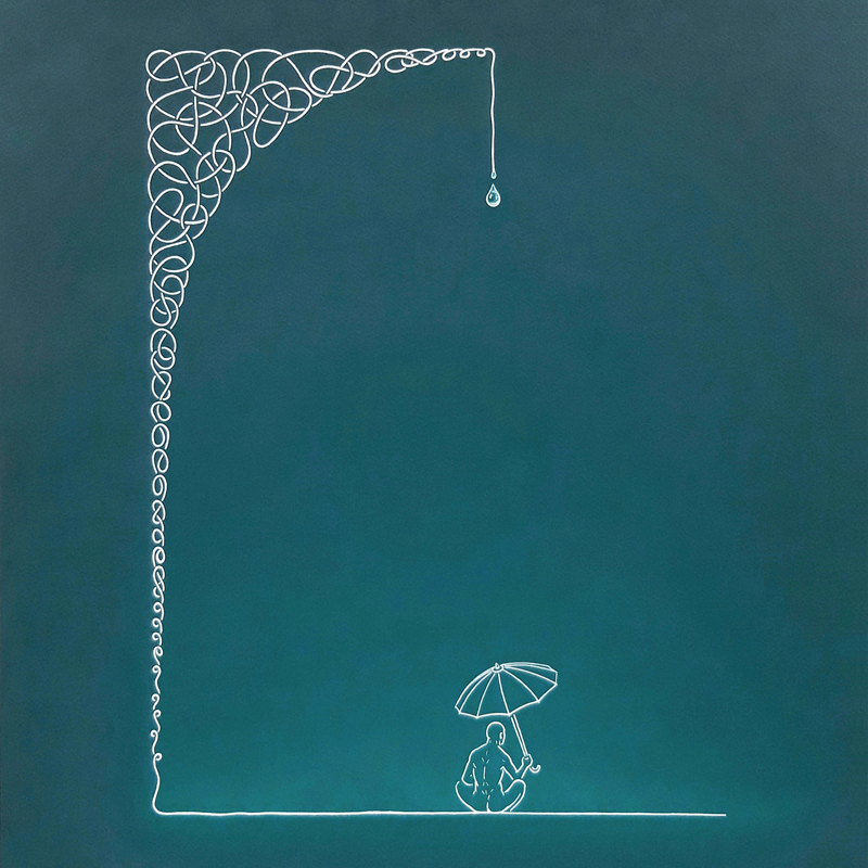 Valente Taddei, 'Diogene' (part.), olio e china su carta, cm 56 x 76